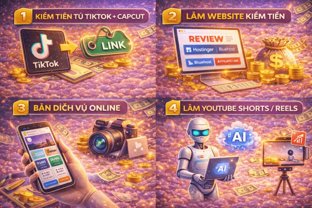 các cách kiếm tiền trực tuyến 2026