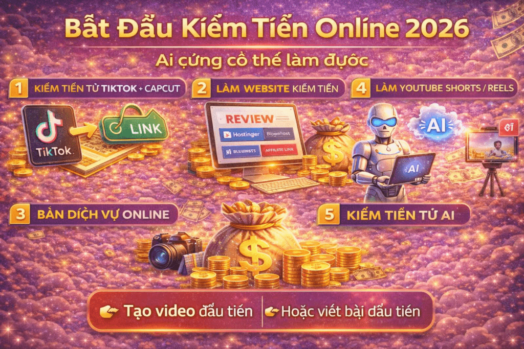 hướng dẫn kiếm tiền online 2026