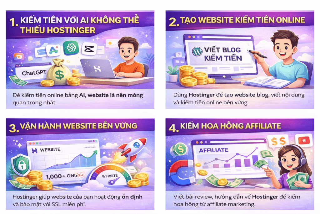 hướng dẫn kiếm tiền với hostinger