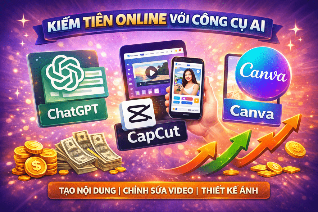 kiếm tiền online với công cụ ai