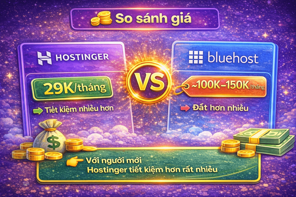 so sánh giá hostinger và bluehost