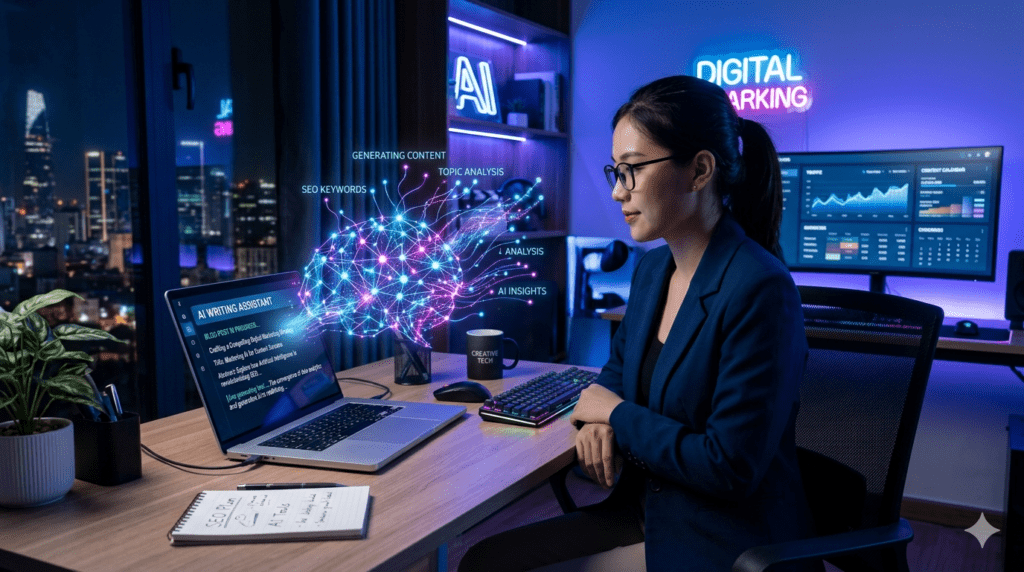 AI writing tools giúp tạo nội dung blog nhanh năm 2026