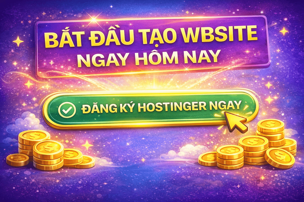 Bắt đầu tạo website với Hostinger chỉ trong 5 phút. Hướng dẫn chi tiết cho người mới, giá rẻ, dễ dùng, phù hợp kiếm tiền online năm 2026.