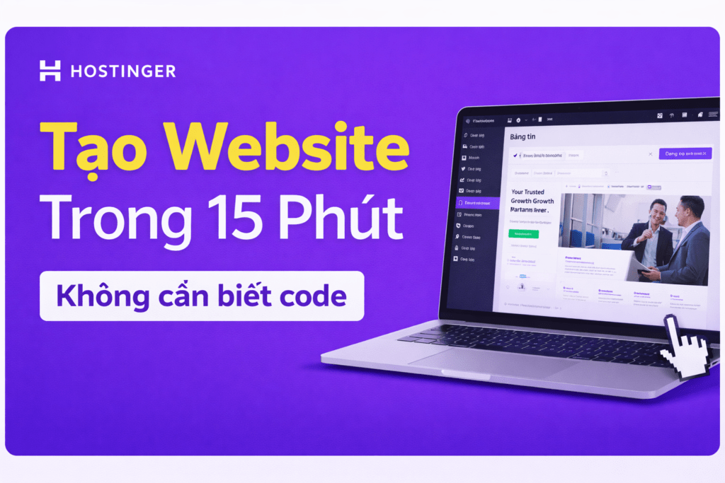 Cách tạo website bằng Hostinger cho người mới chi tiết từng bước, không cần biết code, làm được ngay trong 15 phút.