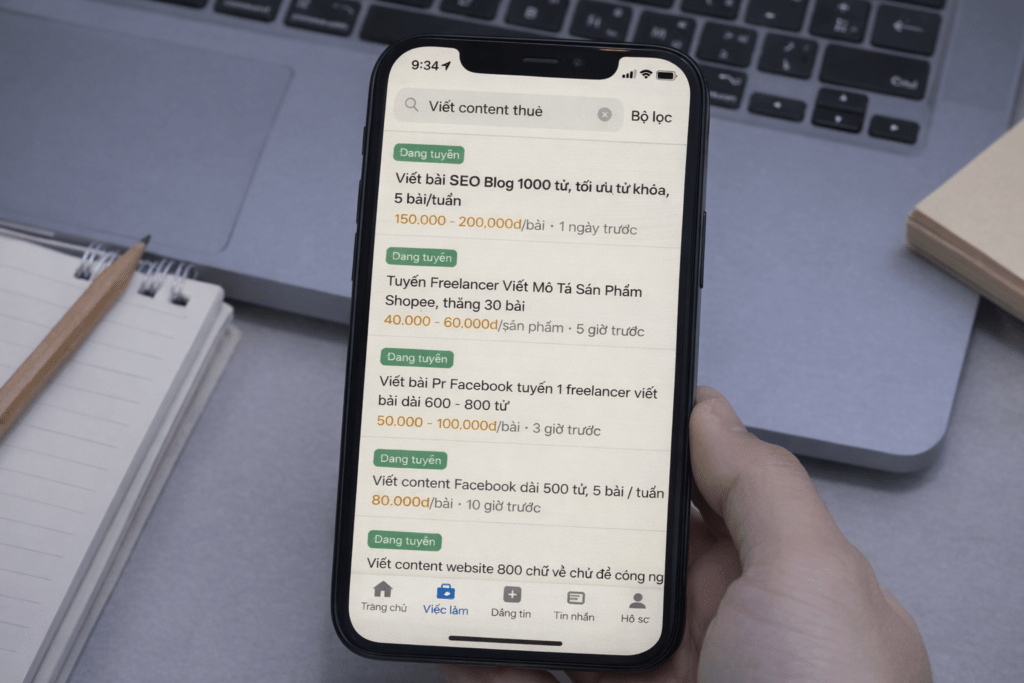 danh sach viec lam viet content