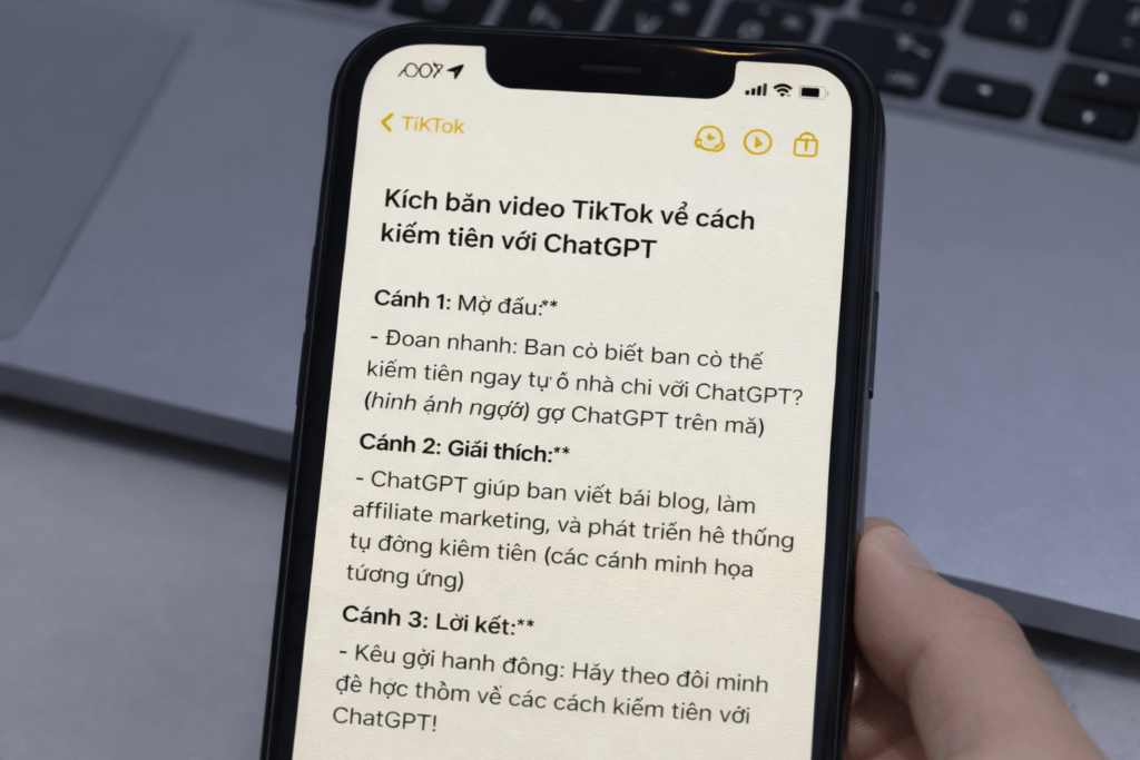kich ban tiktok kiem tien voi chatgpt