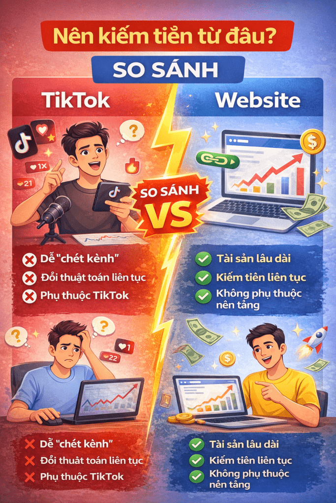 kiem tien tu dau tiktok hay website