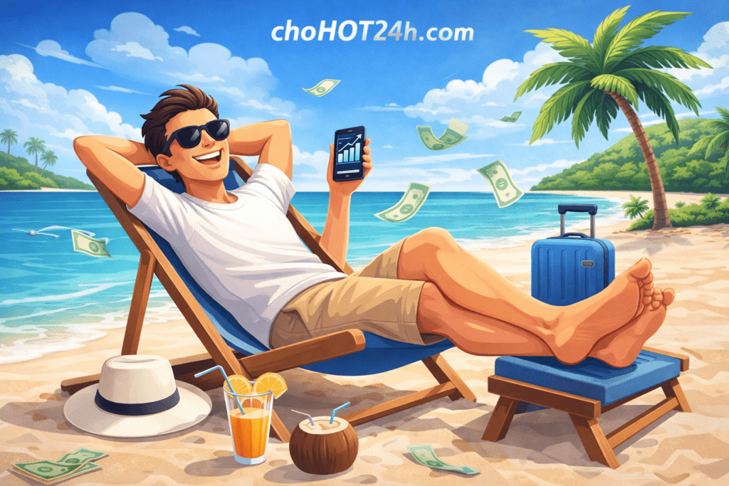 thu gian tren bai bien nhiet doi