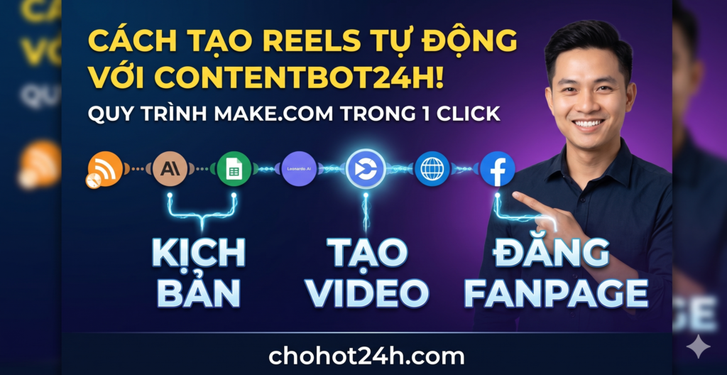 Hướng dẫn cách tạo video Reels tự động bằng AI với ContentBot24h trên chohot24h.com