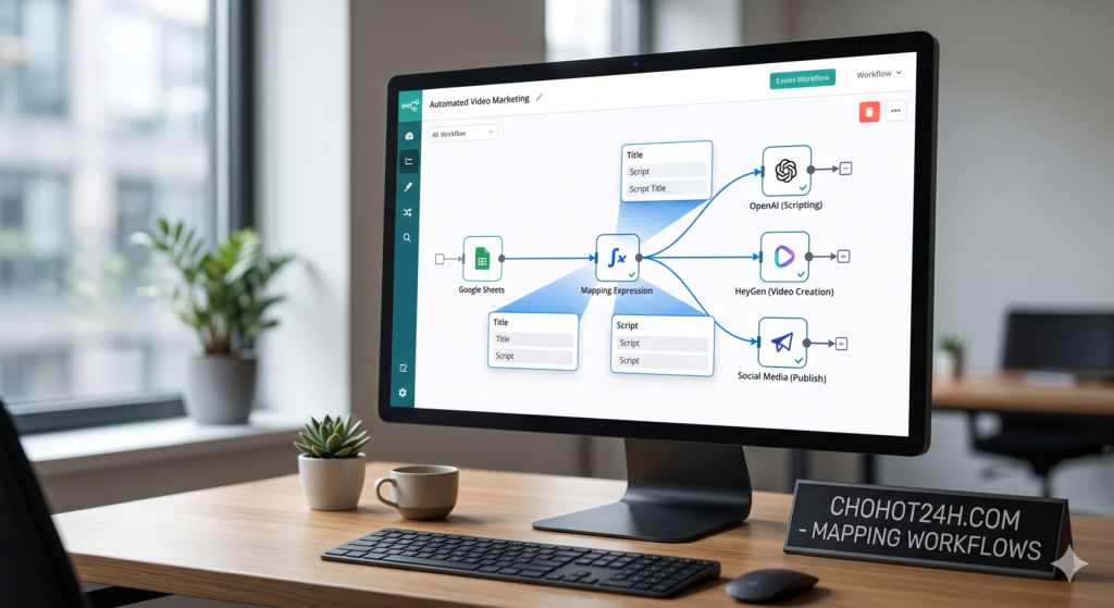 Hướng dẫn cấu hình Mapping Expression trong n8n để lấy dữ liệu từ Google Sheets