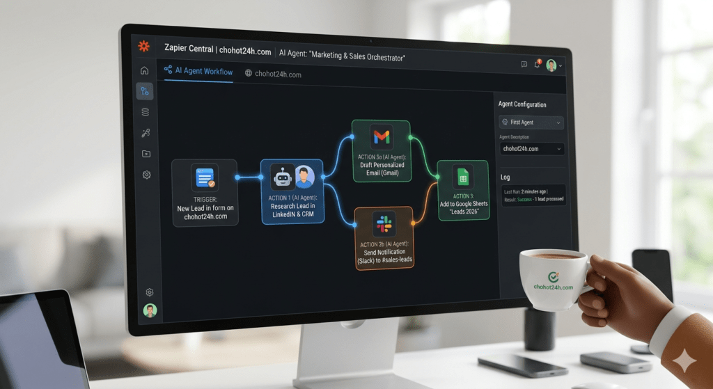 Mô hình Multi-Agent System phối hợp các AI Agent thực hiện quy trình sản xuất nội dung tự động trên chohot24h.com.