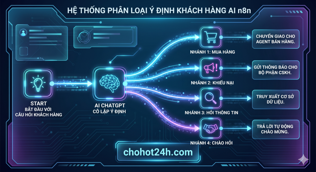 Quy trình phân loại ý định khách hàng tự động bằng n8n AI trên chohot24h.com