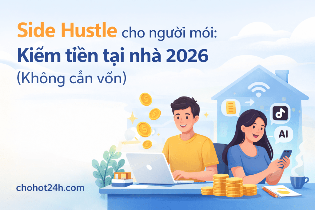 side hustle cho người mới kiếm tiền online tại nhà 2026 không cần vốn