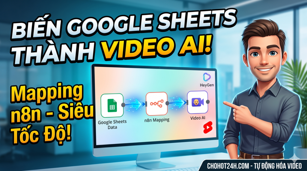 Hướng dẫn cách mapping dữ liệu n8n với Google Sheets để làm video AI tự động - CHOHOT24H