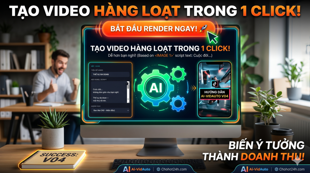 Công cụ tạo video TikTok tự động AI-VidAuto-V04 giao diện chuyên nghiệp